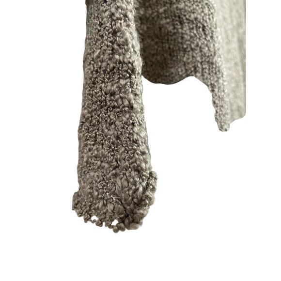 SAGA Sweater Gray Soft Popcorn Flutter Sleeve Raw Hem Lagenlook Boho Relaxed Fit - Picture 5 of 9